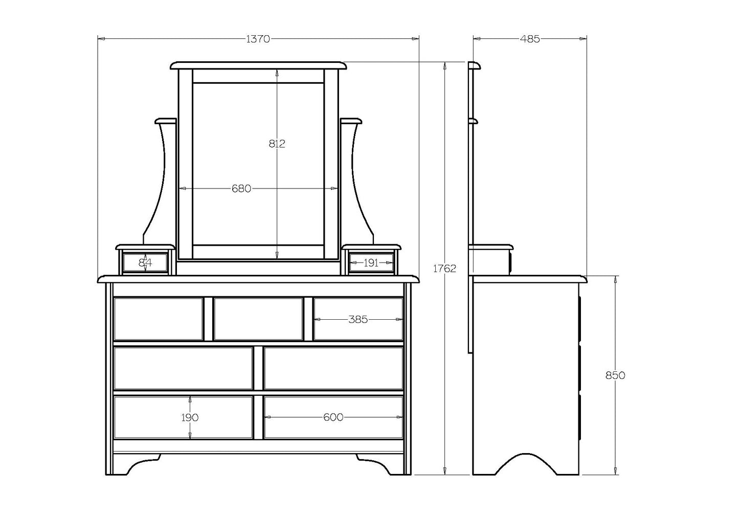 Villager BR Dresser & Mirror 9 Drawer - Paulas Home & Living