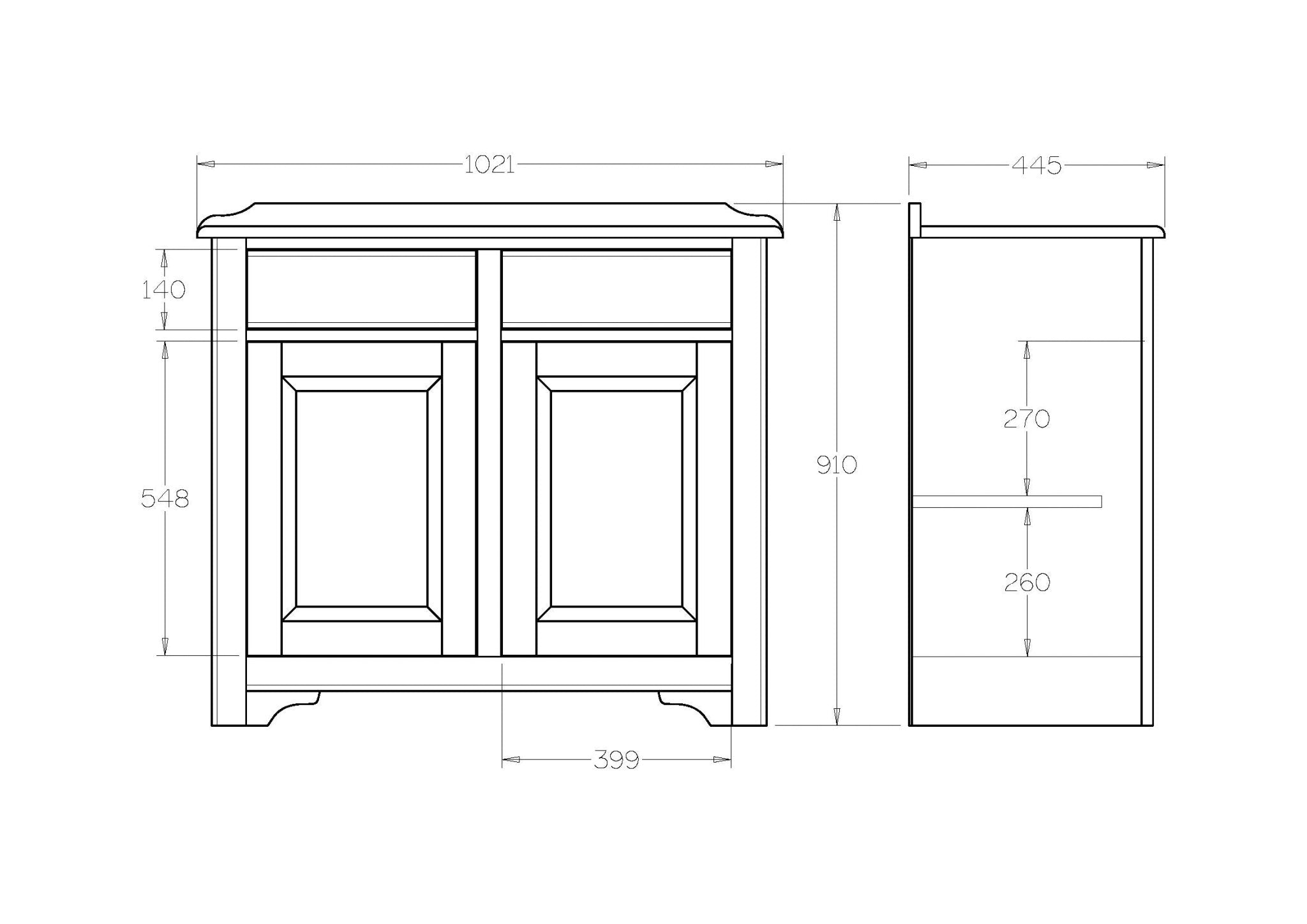 Villager Buffet Sideboard 2 Door - 1020w - Paulas Home & Living