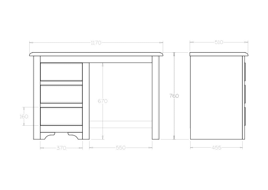 Villager Desk 3 Dr - Paulas Home & Living