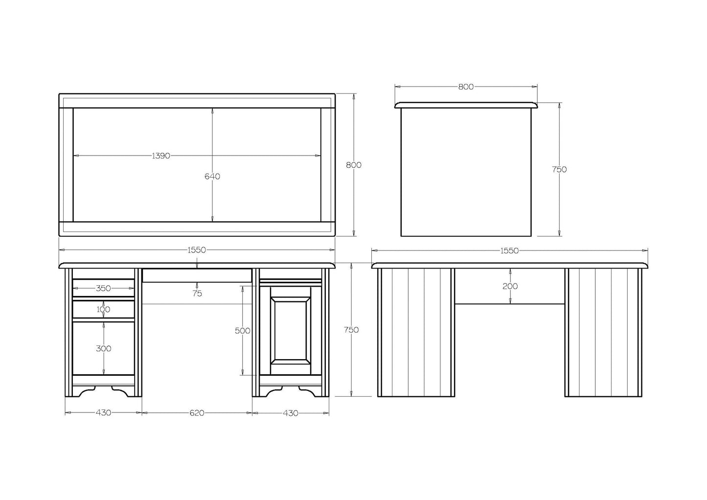 Villager Desk Presidents - Solid Top - Paulas Home & Living