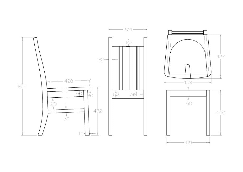 Villager Dining Chair - Solid seat - Paulas Home & Living