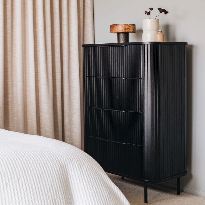 Anders Tallboy - 4 Drawer (Black Oak) - Paulas Home & Living