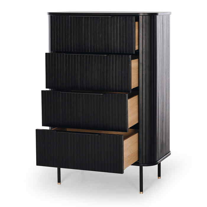 Anders Tallboy - 4 Drawer (Black Oak) - Paulas Home & Living
