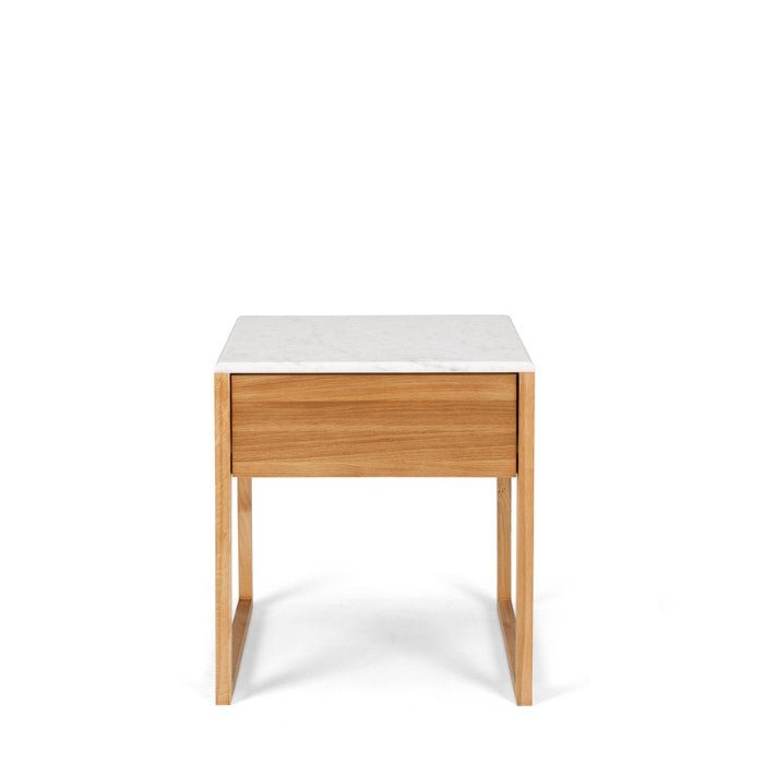 Avalon Natural Oak Side Table (Marble Top) - Paulas Home & Living