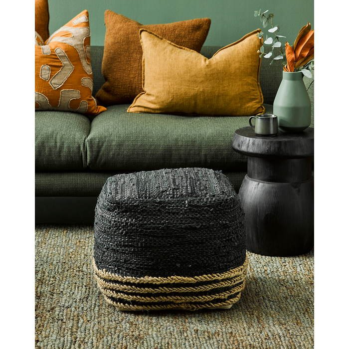 Bogota Ottoman - Black/Natural - Paulas Home & Living