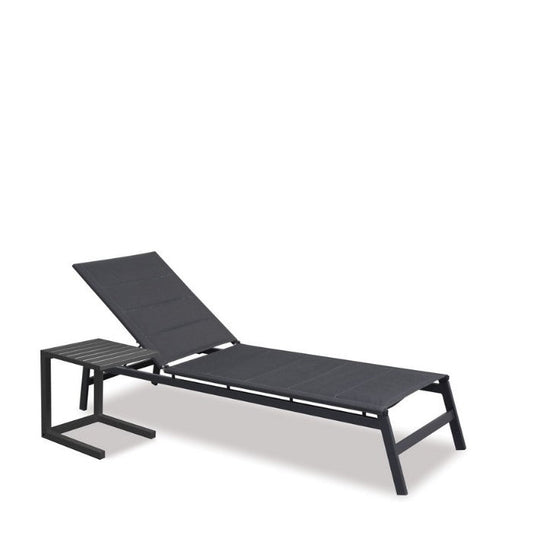 Boston Outdoor Sun Lounger and Side Table - Gunmetal Grey - Paulas Home & Living