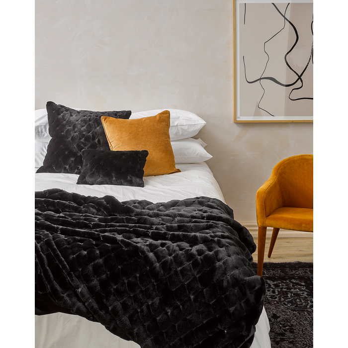 Faux Fur Throw - Valentina Black - Paulas Home & Living