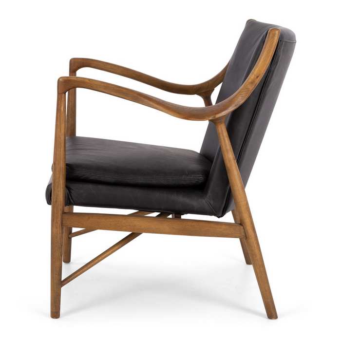 Finn Armchair Black Wax Leather - Paulas Home & Living