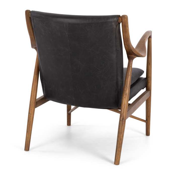 Finn Armchair Black Wax Leather - Paulas Home & Living
