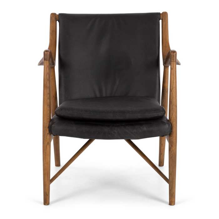 Finn Armchair Black Wax Leather - Paulas Home & Living