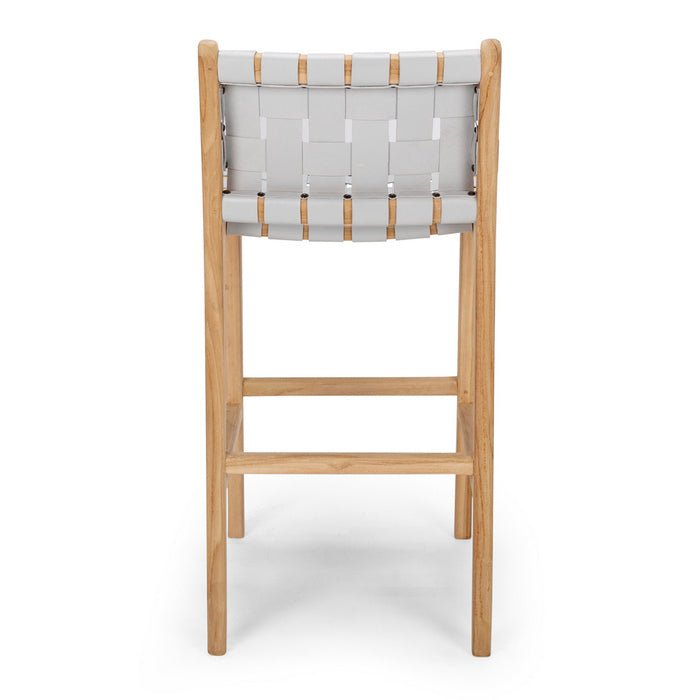 Indo Barstool High Back - Woven - Duck Egg Grey - Paulas Home & Living