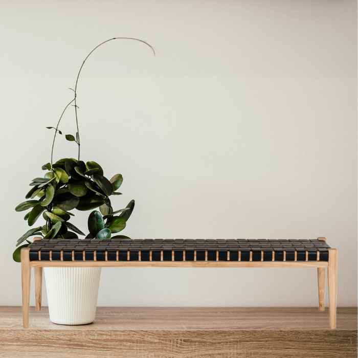 Indo Bench Seat - Woven - Black - Paulas Home & Living