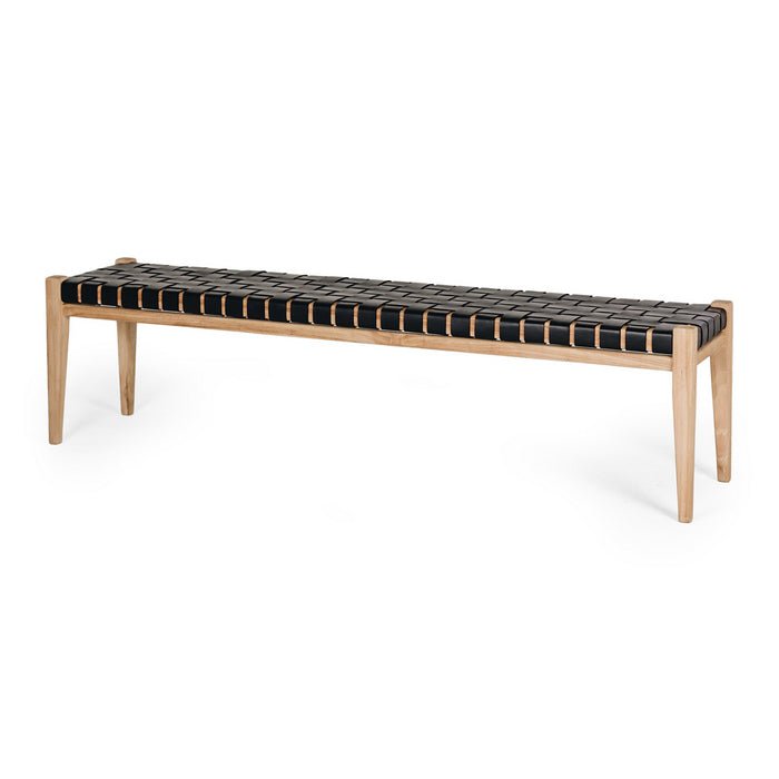 Indo Bench Seat - Woven - Black - Paulas Home & Living