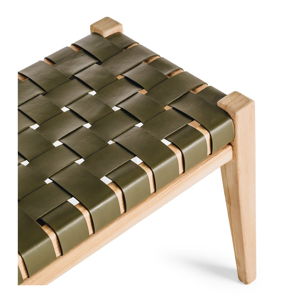 Indo Bench Seat - Woven - Olive - Paulas Home & Living