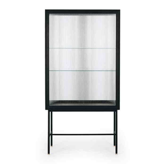 Kobe Highboard (Black Oak) Fluted Glass - Paulas Home & Living