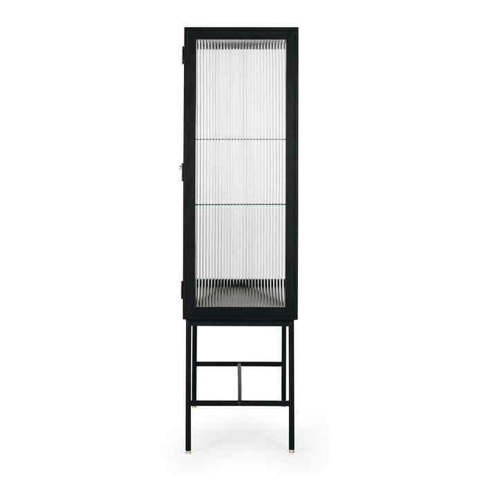 Kobe Highboard (Black Oak) Fluted Glass - Paulas Home & Living