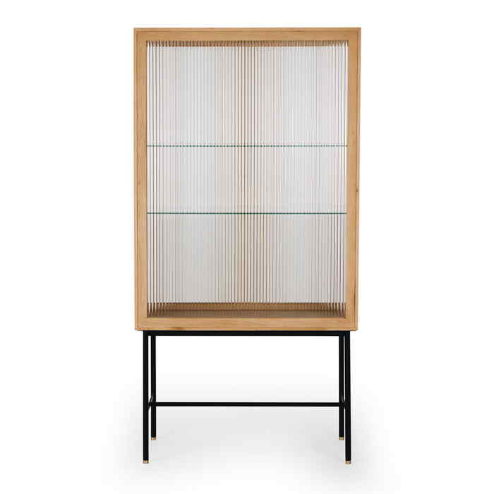 Kobe Highboard (Natural Oak) Fluted Glass - Paulas Home & Living