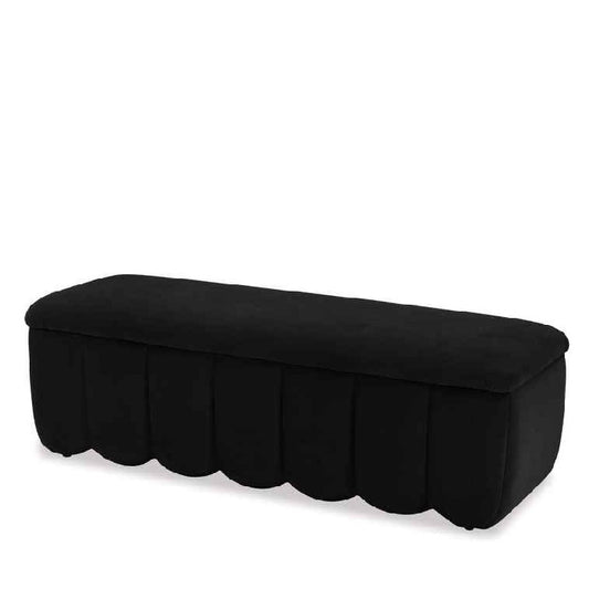 Jordan Ottoman with Storage - Black Velvet