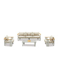 Lamont Outdoor Lounge Suite - 4 Pce (Teak arms)