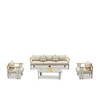 Lamont Outdoor Lounge Suite - 4 Pce (Teak arms)