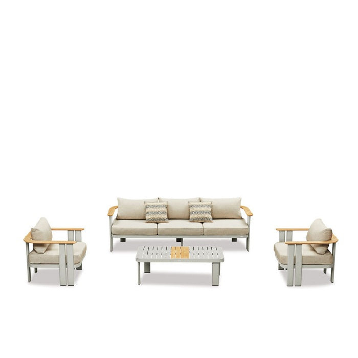 Lamont Outdoor Lounge Suite - 4 Pce (Teak arms)