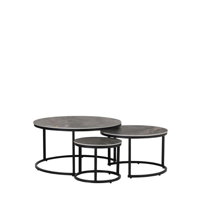 Agneta Nesting Side table set of 3 - Sintererd Stone top