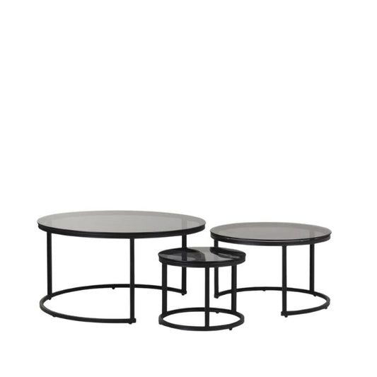 Agneta Nesting Side table set of 3 - Glass Top