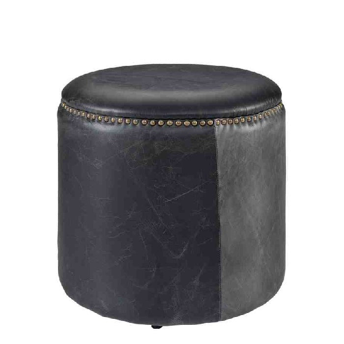 Nice Ottoman - Vintage Black leather