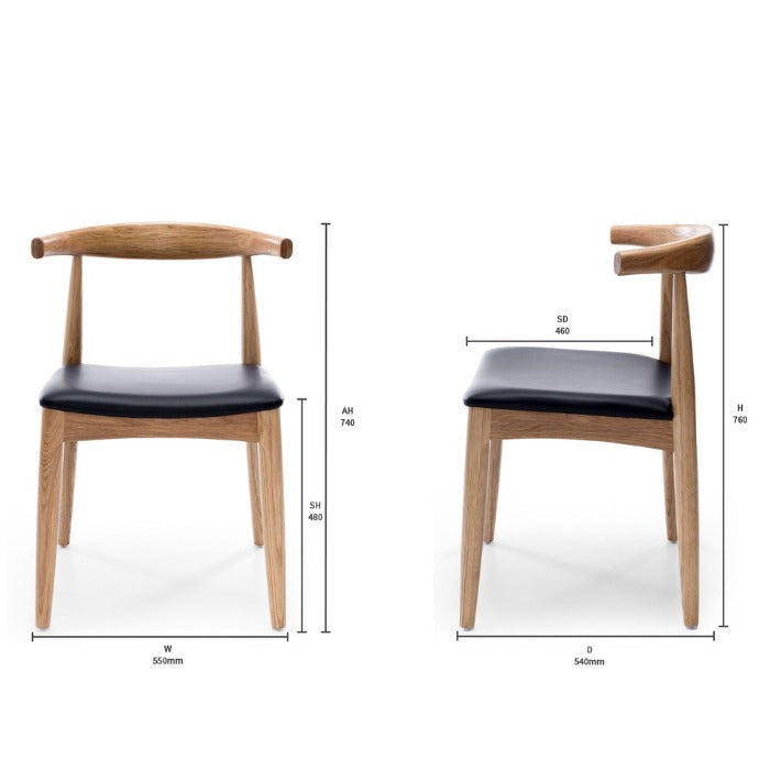 Elbow Dining Chair in Oak timber - Scandinavian design