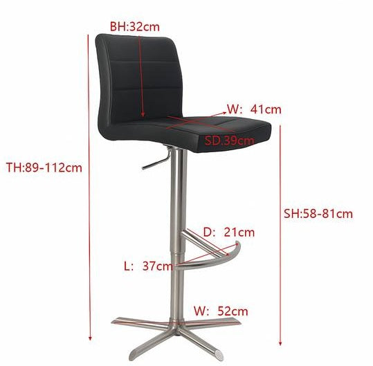 Paris Gas-Lift barstool - stylish PU leather colours