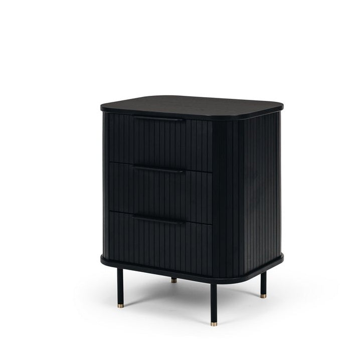 Anders Bedside - 3 Drawer - Black Oak