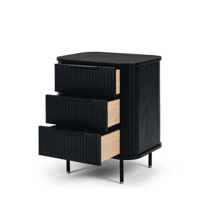 Anders Bedside - 3 Drawer - Black Oak