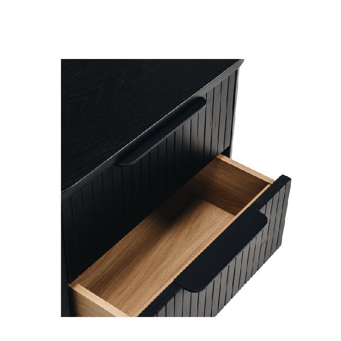 Anders Bedside - 3 Drawer - Black Oak