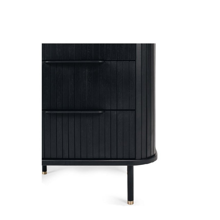 Anders Bedside - 3 Drawer - Black Oak