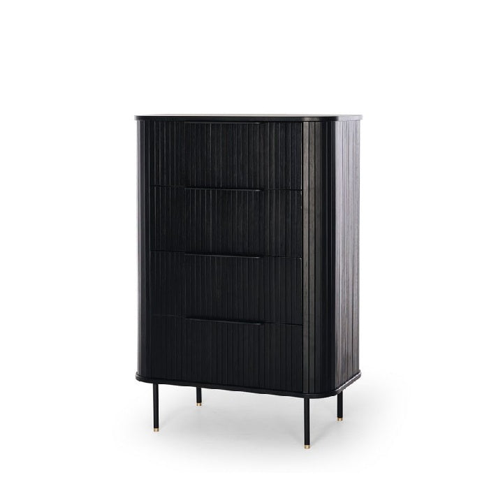 Anders Tallboy - 4 Drawer - Black Oak