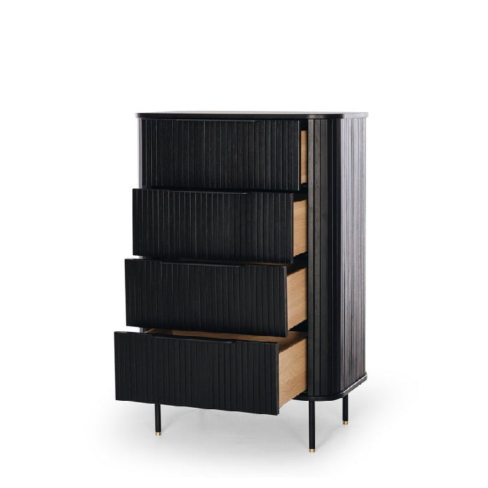 Anders Tallboy - 4 Drawer - Black Oak