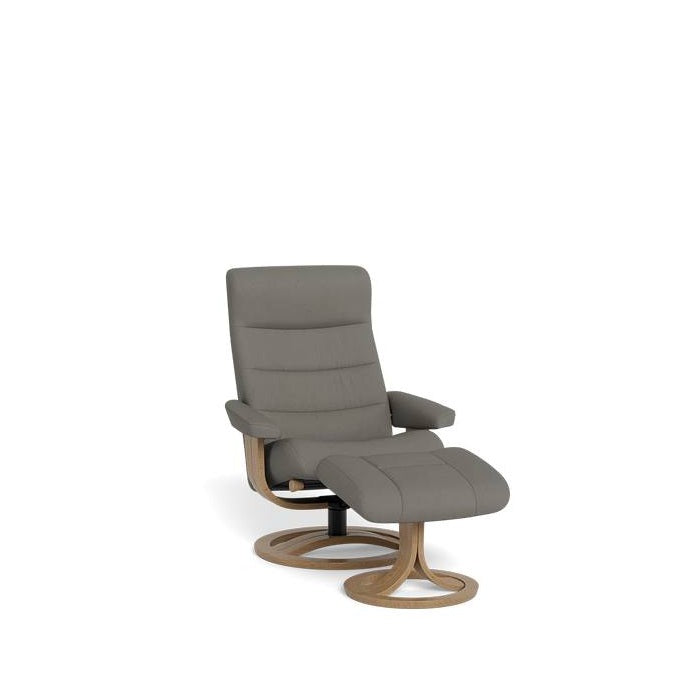 La-Z-Boy Tampa Oak Swivel Recliner + Footstool in Essenza Leather