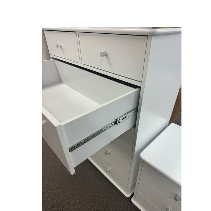 Ablaze 5 Drawer Split Tallboy White - Paulas Home & Living