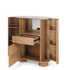 Akita Bar Cabinet - Marble Top & Oak - 1100h - Paulas Home & Living