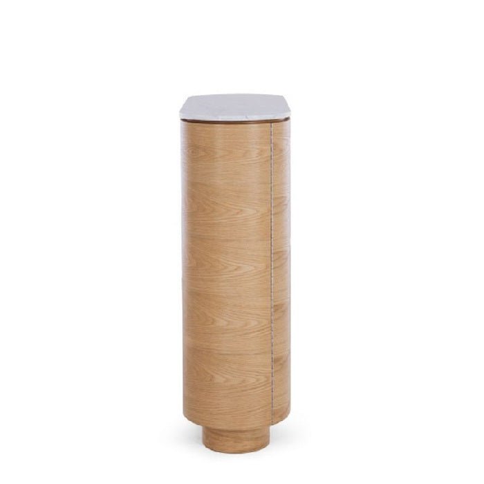 Akita Bar Cabinet - Marble Top & Oak - 1100h - Paulas Home & Living