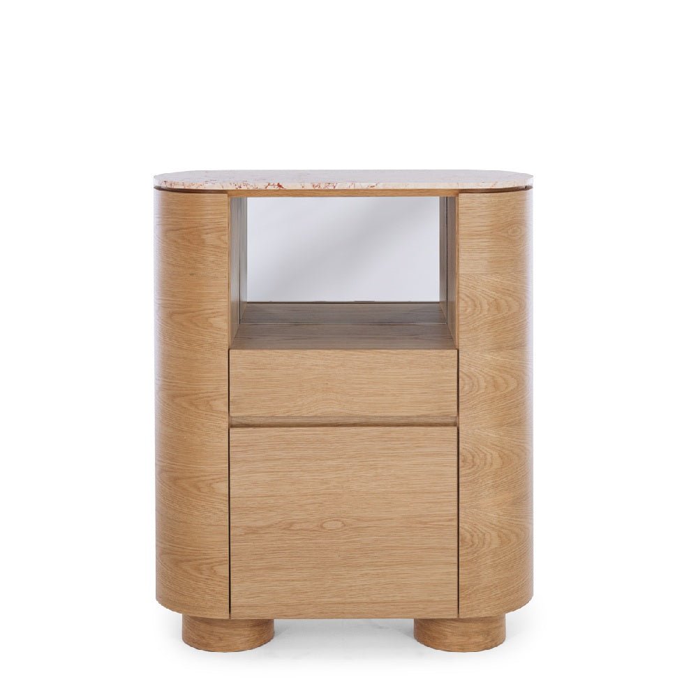 Akita Bar Cabinet - Turkish Rose Top & Oak - 1100h - Paulas Home & Living