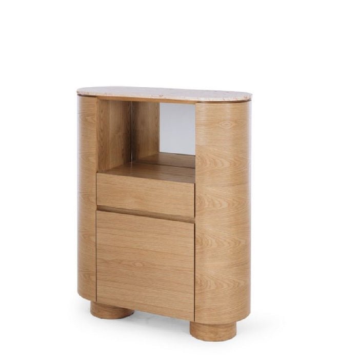Akita Bar Cabinet - Turkish Rose Top & Oak - 1100h - Paulas Home & Living
