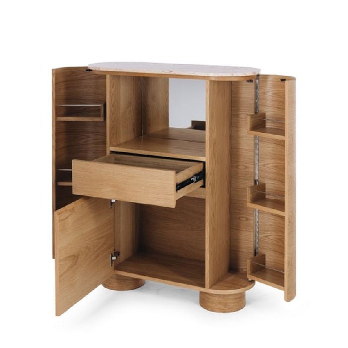 Akita Bar Cabinet - Turkish Rose Top & Oak - 1100h - Paulas Home & Living