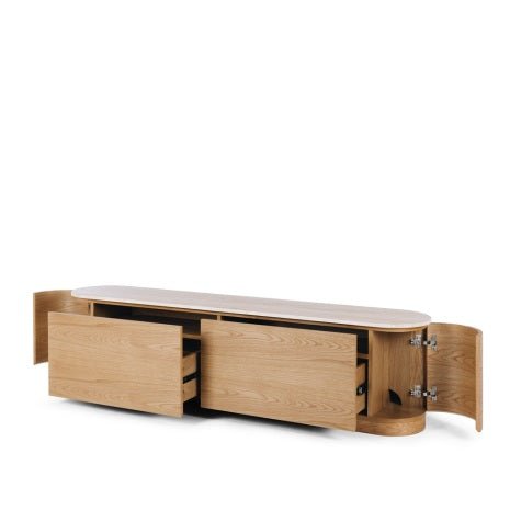 Akita TV Unit - Travertine Top & Oak - 1800w - Paulas Home & Living