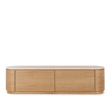 Akita TV Unit - Travertine Top & Oak - 1800w - Paulas Home & Living