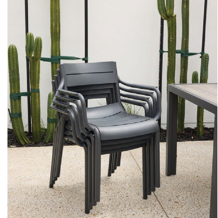 Alfresco Villa Stackable Dining Chair - Gunmetal Grey - Paulas Home & Living