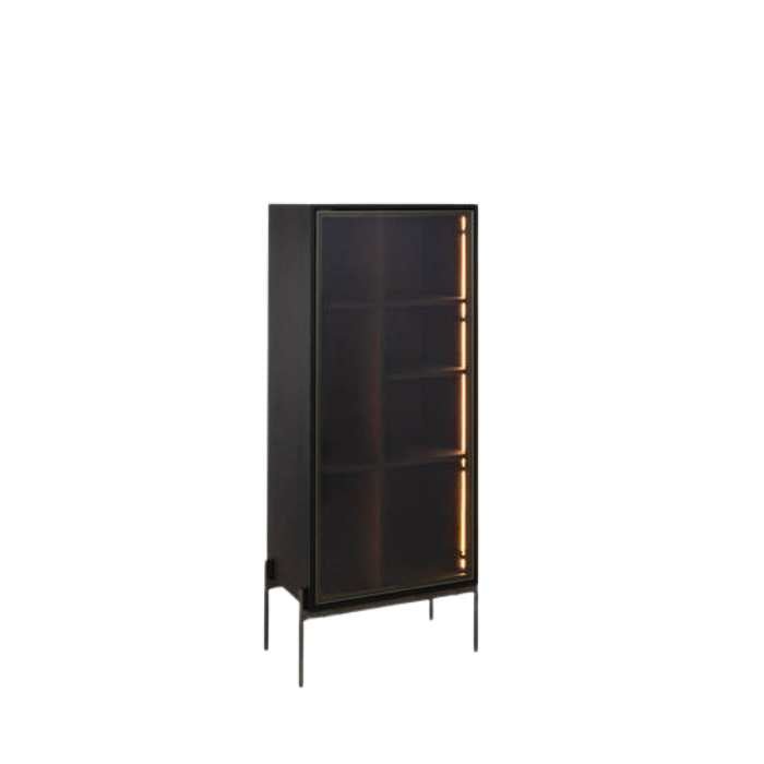 Amaro 1 Door Cabinet with Lights Black Oak - Paulas Home & Living