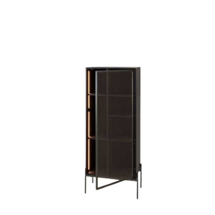 Amaro 1 Door Cabinet with Lights Black Oak - Paulas Home & Living