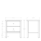 Andes 2 Drawer bedside - Ash - Paulas Home & Living