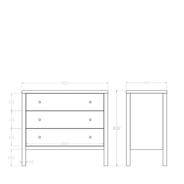 Andes 3 Drawer Lowboy - Ash - Paulas Home & Living